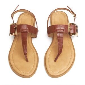 NEW! PIERRE DUMAS Buckle Thong Sandal in Whiskey Sz 11